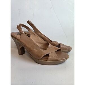 Sofft Women's‎ Sandals Heeled Natural Brown Leather Open Toe Size 9M